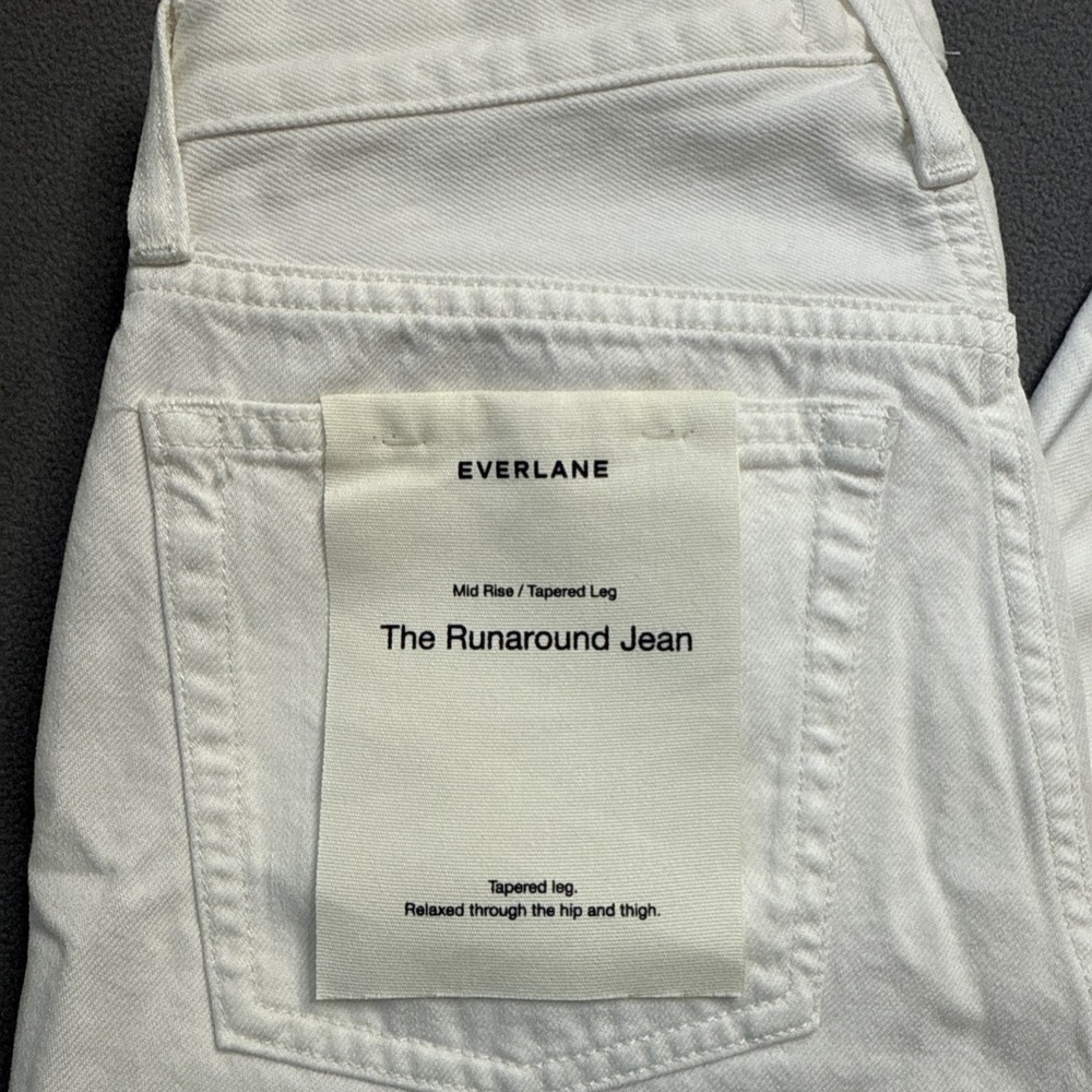Everlane Runaround Jeans Womens 24 White Mid Rise Tapered Leg Organic Cotton NWT